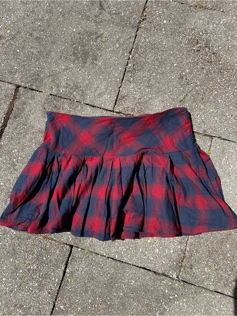 Rewash Y2K Style Red Navy Plaid Pleated Mini Skort Size L